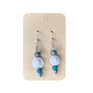 Silver and Blue Seashell Earrings